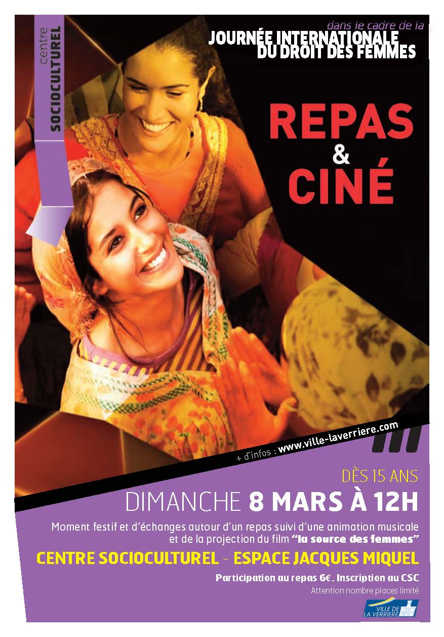 JOURNEE INTERNATIONALE DES DROITS DES FEMMES Repas convivial, musique et  film "la source des Femmes" | La Verrire