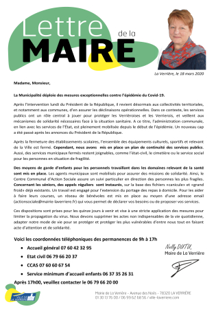 Lettre Madame la Maire de La Verrière.