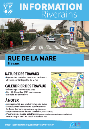Travaux rue de la Mare