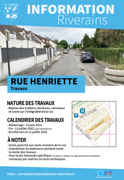 Travaux Rue Henriette