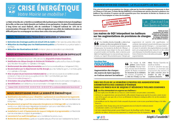 Crise énergétique : votre Maire se mobilise !